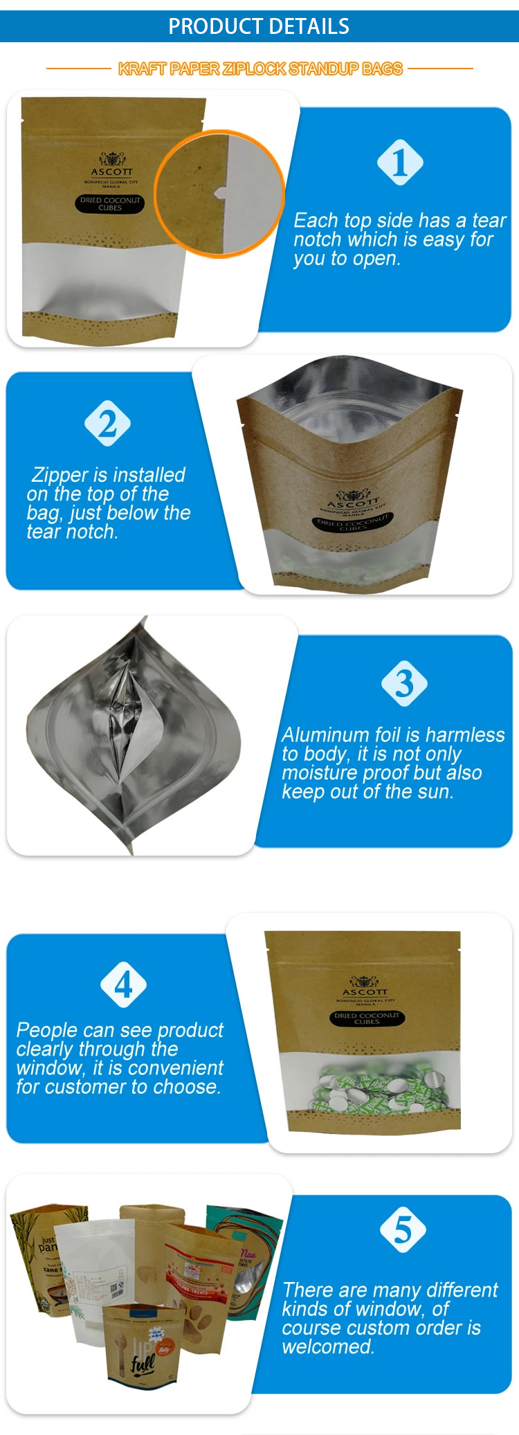 zipper packaging bag details 